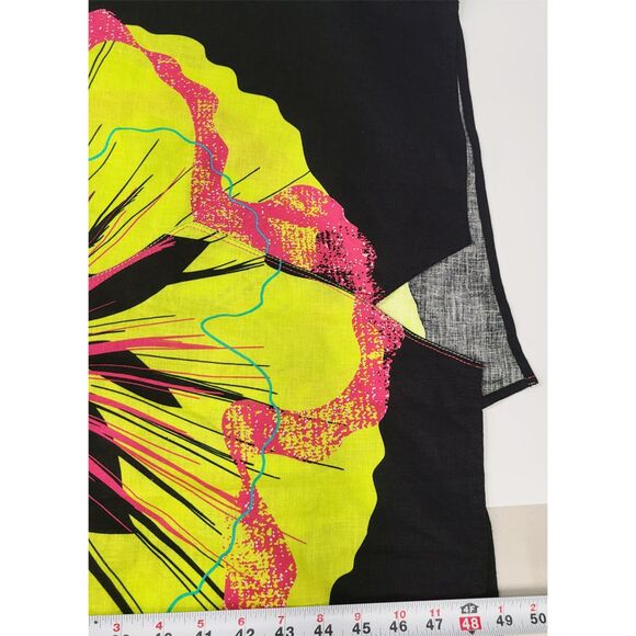 Alain Weiz Linen Viscose Black Dress with Neon Floral Print, Size 20 US - Picture 4 of 8